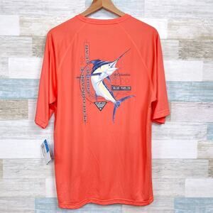 Columbia PFG Terminal Tackle Short Sleeve T Shirt Orange Omni Wick Mens Medium